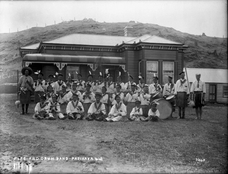 Image: Fife and drum band at Parihaka Pa