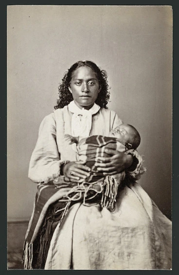Image: American Photo Company, fl 1870s-1890s :Portrait of unidentified Maori woman and child