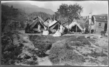 Image: Typhoid camp at Maungapohatu