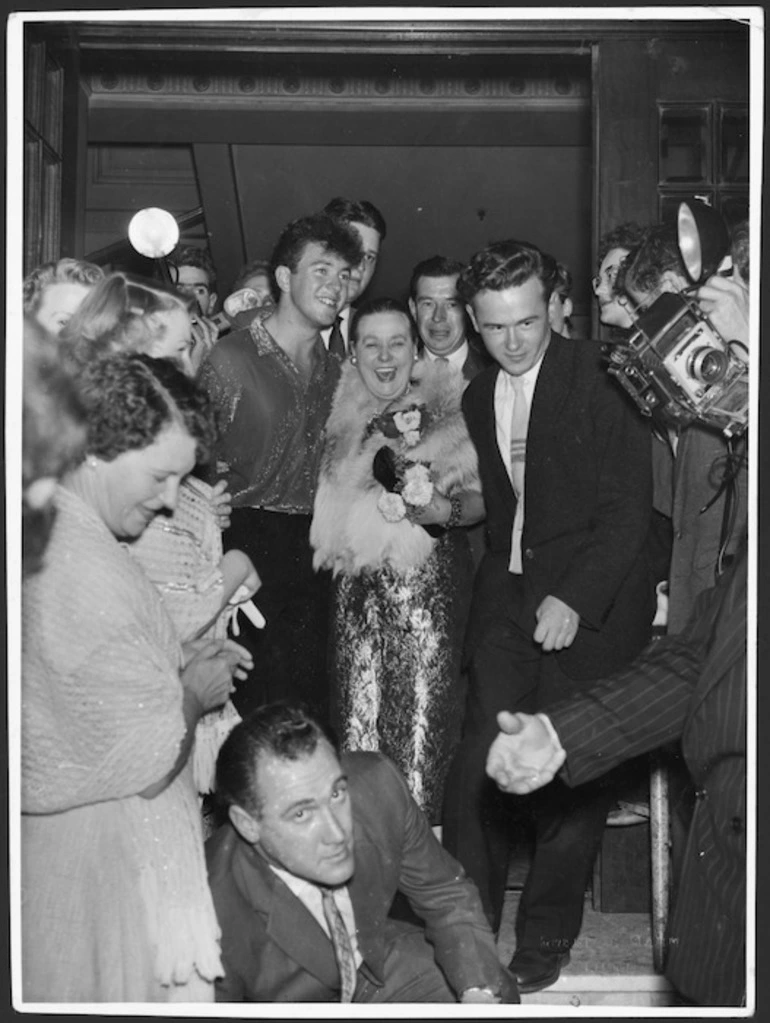 Image: Dame Mabel Howard and singer Johnny Devlin - Photograph taken by Green and Hahn