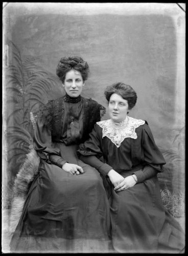 Image: Studio portrait of two unidentified women, possibly Christchurch district