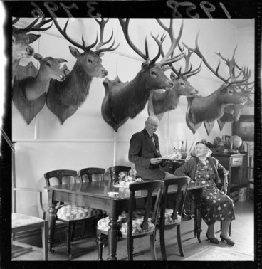 Image: Hunting trophies in V E Donald's dining room
