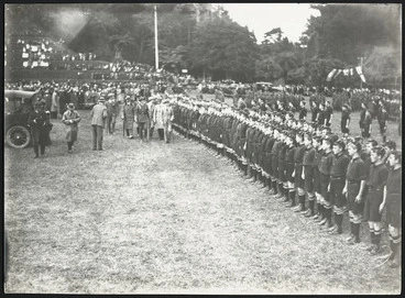 Image: Prince of Wales inspecting school boys, New Plymouth - Photograph taken by Guy, Dunedin