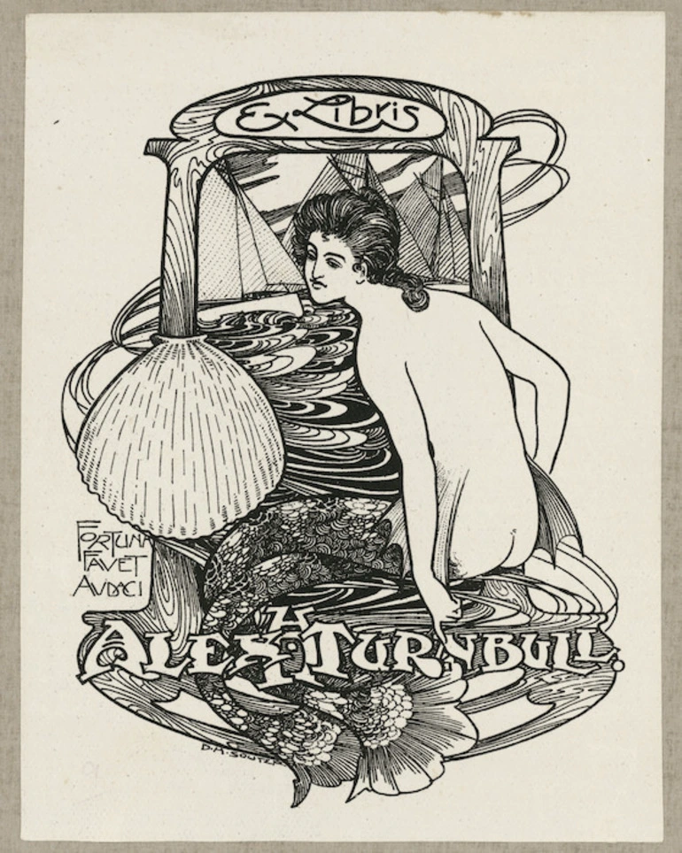 Image: Souter, David Henry, 1862-1935 :Ex libris Alex H Turnbull. Fortuna favet audaci / D H Souter [ca 1909]