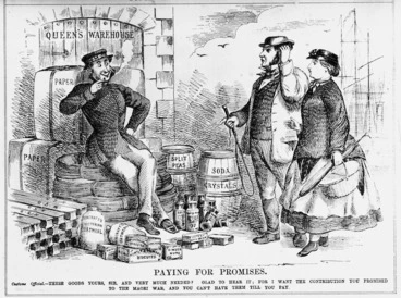 Image: Artist unknown : Paying for promises. [1865]