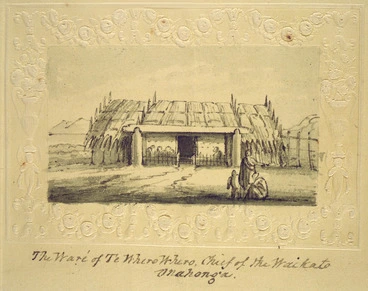 Image: [Johnson, John], 1794-1848 :[The Hobson album]. The ware of Te Whero Whero, chief of the Waikato, Onahonga. [1843].