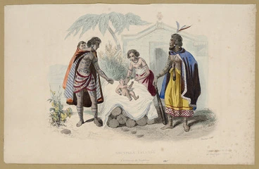 Image: [Sainson, Louis Auguste de] b 1801 :Nouvelle Zelande; ceremonie de bapteme. Devillier sculp [Paris 1844]
