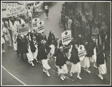 Image: Red Cross nurses marching in procession, Wellington