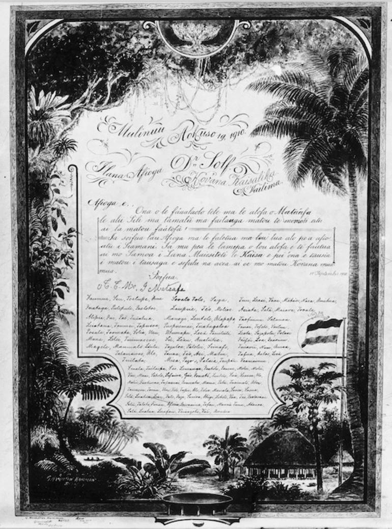 Image: Samoan address to outgoing German Governor, Dr Wilhelm Solf