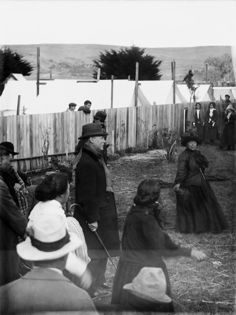 Image: Group attending the tangi of Makere Wikitoria Taitoko, at Putiki