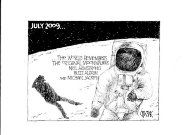 Image: The world remembers the original moonwalkers, Neil Armstrong, Buzz Aldrin and Michael Jackson. 8 July 2009