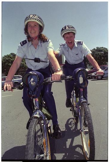 Image: Police on bicycles, Porirua - Photograph taken by John Nicholson