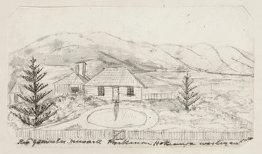 Image: [Taylor, Richard], 1805-1873 :Rev G Smailes, Newark, Parkenai, Hokianga Wesleyan Station [1841-1843].