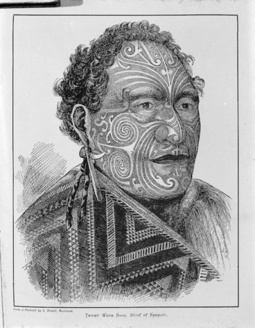 Image: Photograph of a engraving depicting Tamati Waka Nene