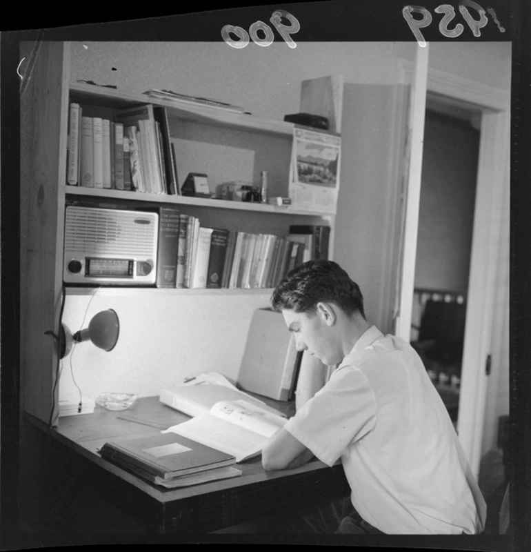 Image: A university student studying at home in a flat