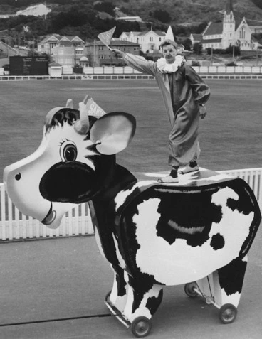 Image: James Smith Christmas Parade; float in the shape of a cow