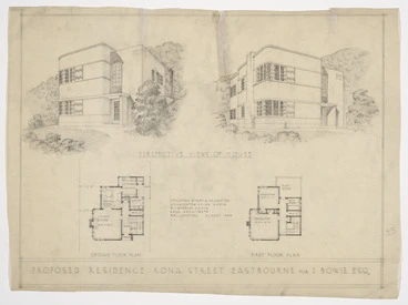 Image: Crichton, McKay & Haughton :Proposed residence, Rona St, Eastbourne for I Bowie Esq. August 1938.