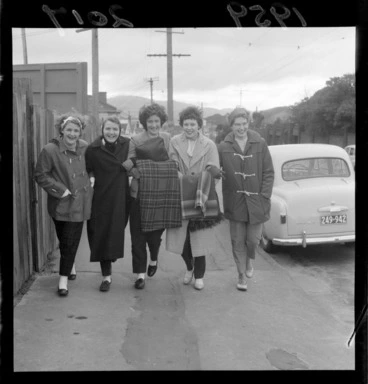 Image: Unidentified female rugby fans, on their way to Athletic Park, Berhampore, Wellington