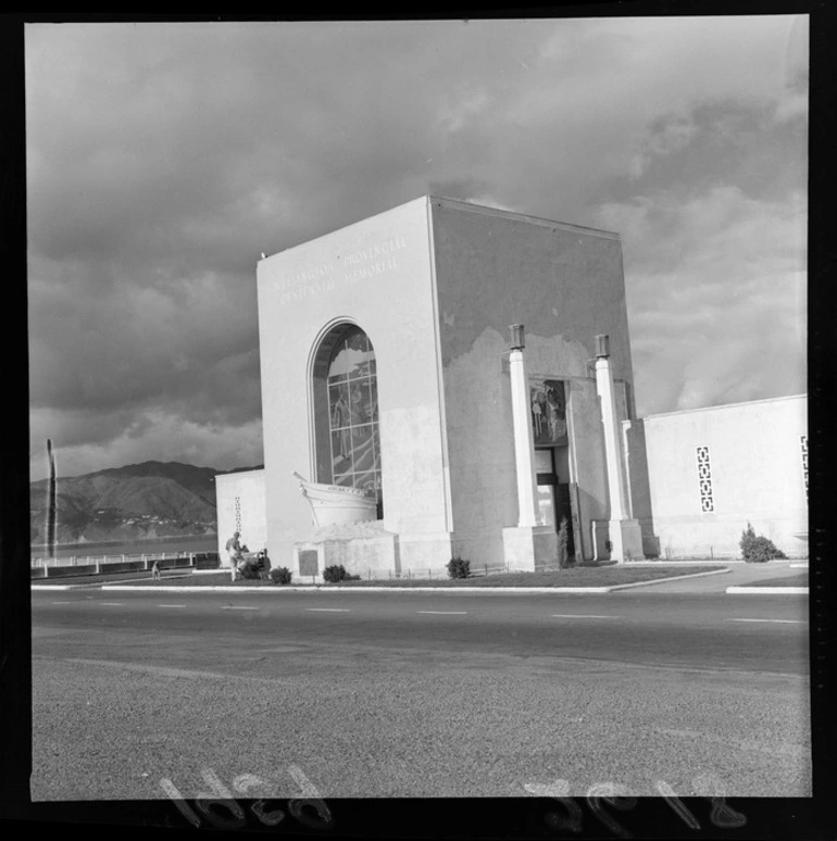 Image: Wellington Provincial Centennial Memorial being painted, Petone, Lower Hutt