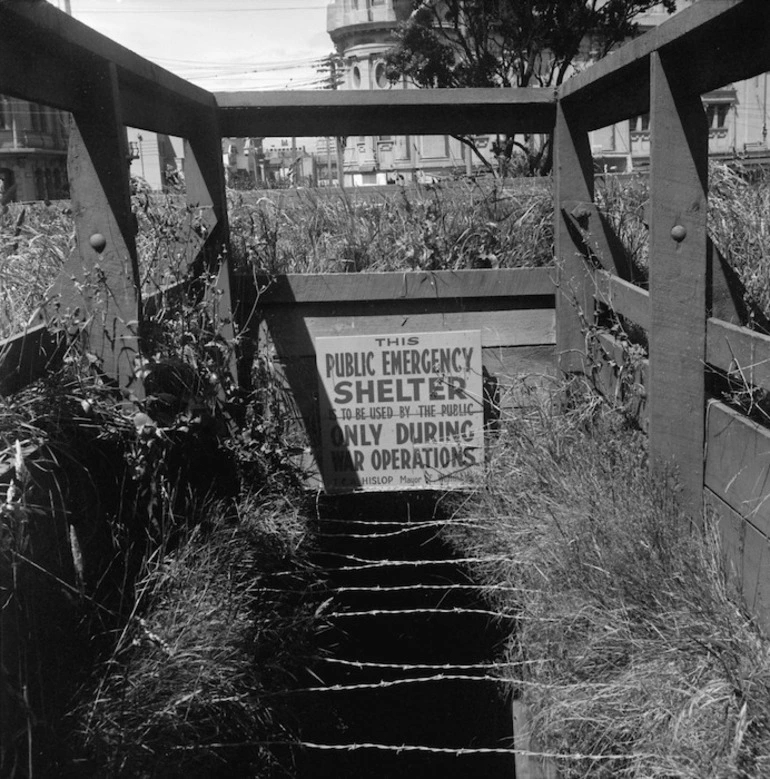 Image: Air raid shelter in Parliament grounds, Wellington