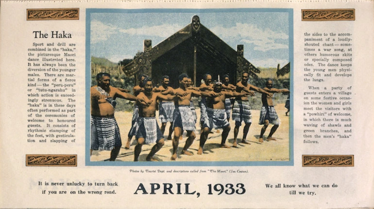 Image: [New Zealand Tourist Department?] :The Haka. April, 1933.