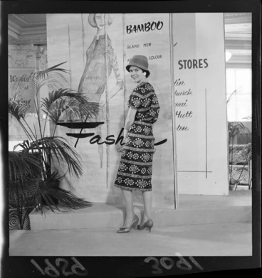 Image: Fashion at DIC spring to summer 1959 with an unidentified model in store, Wellington City