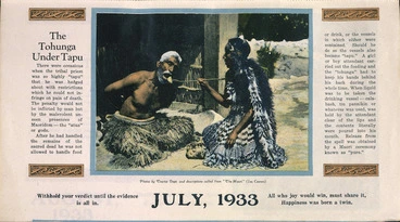 Image: [New Zealand Tourist Department?] :The Tohunga under tapu. July, 1933.