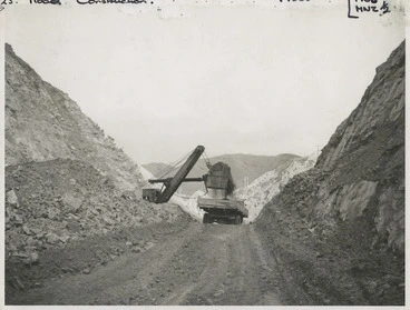 Image: Construction of Ngauranga Gorge Road, Wellington - Photograph taken by J D Pascoe