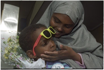 Image: Somalian mother and son reunited in New Zealand - Photograph taken by John Nicholson