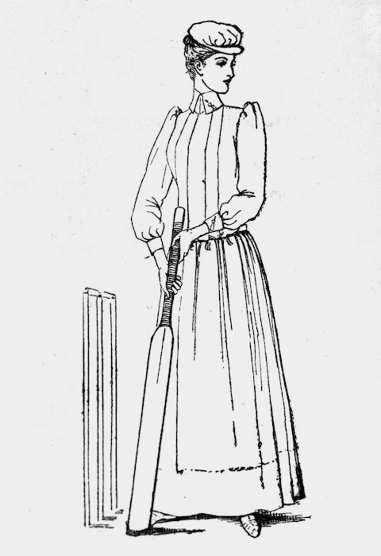 Image: New Zealand Graphic & Ladies Journal :Woman cricketer. 1890.