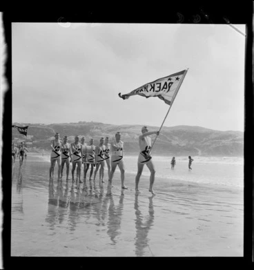 Image: Members of Paekakariki Surf Life Saving Club during championships at Titahi Bay beach, Wellington
