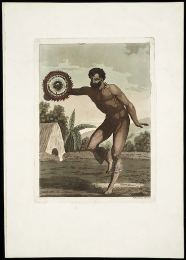 Image: [Webber, John], 1751-1793 :[A man of the Sandwich Islands dancing. Plate no.] 94. A Biasioli inc all'A.T. [1810-1830?]
