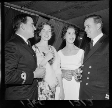 Image: Group of unidentified guests at the royalist cocktail party, at the Blue Domino, Wellington