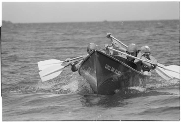 Image: Lyall Bay Surf Life Saving Club's senior crew performing in surf life boat