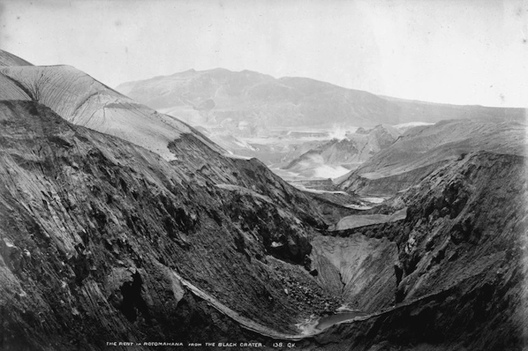 Image: Crater of Mount Tarawera after the eruption of 1886 - Photograph taken by George Dobson Valentine