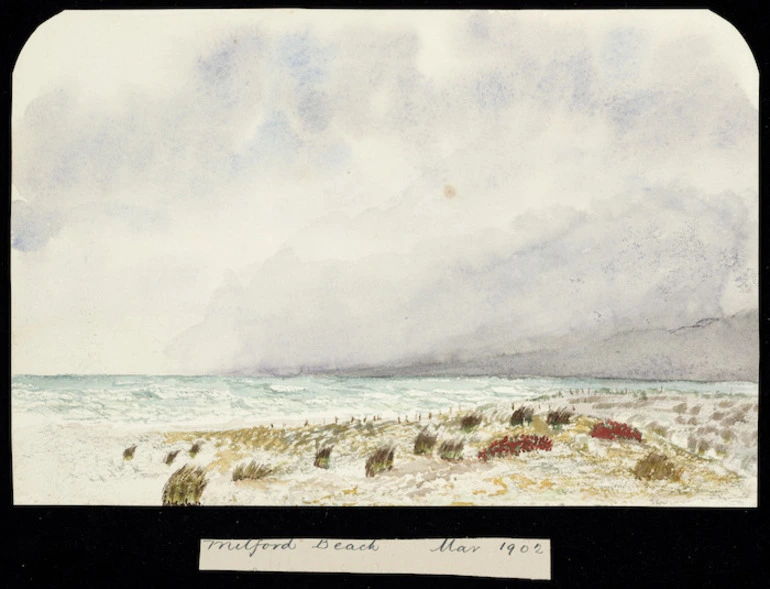 Image: Artist unknown :Milford Beach, Mar. 1902