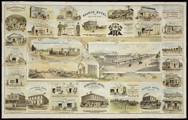 Image: F W Niven & Co. :Views of Eltham and Stratford N Z [ca 1893]. F W Niven & Co. [lith] Ballarat, [Vic[toria, ca 1893]
