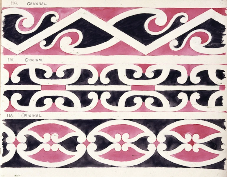 Image: Godber, Albert Percy, 1876-1949 :[Designs for rafter patterns]. 114. Original; 115. Original; 116. Original. [1940-1942].