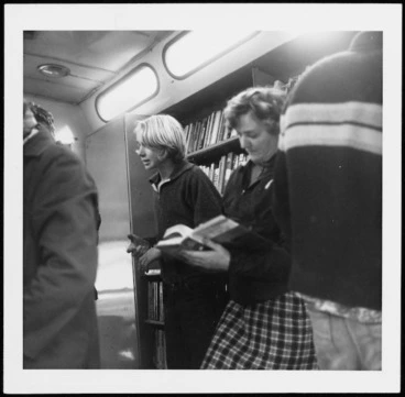 Image: People selecting books in a Country Library Service Bookvan