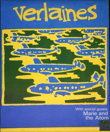 Image: [Flying Nun Records] :Verlaines. New 6 [six] track E. P. "10 [ten] o'clock in the afternoon" out now on Flying Nun Records. 1984. [Blue version]