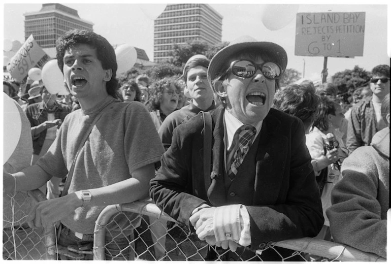 Image: Protest against petition opposing the Homosexual Law Reform Bill - Photograph taken by Greg King