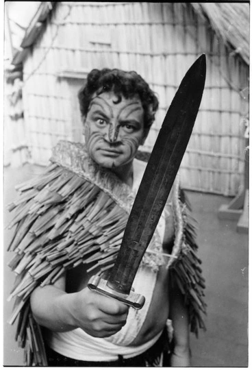 Image: Actor, Don Selwyn, brandishes Te Rauparaha's sword