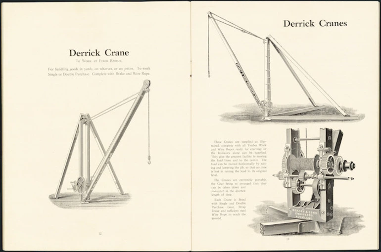 Image: Beaney & Sons Ltd :Derrick crane; derrick cranes [ca 1911].