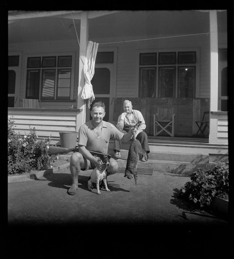 Image: John Sorensen and unidentified man, Raoul Island, Kermadec Islands