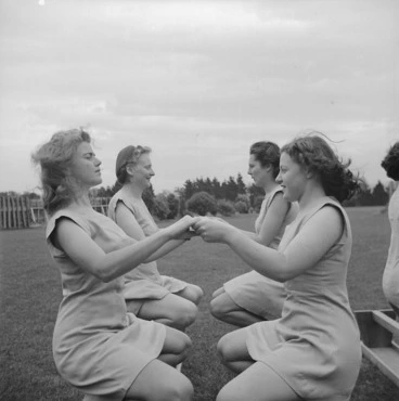 Image: Female trainee physical education instructors exercising, Hutt Valley, Wellington