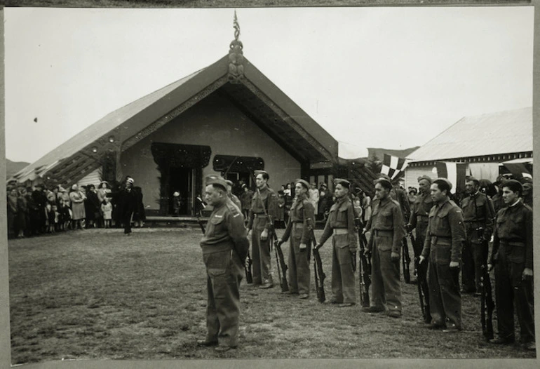 Image: Second Maori Battalion at Ruatoria for the posthumous award of the Victoria Cross to Te Moananui-a-Kiwa Ngarimu - Photograph taken by an unknown photographer