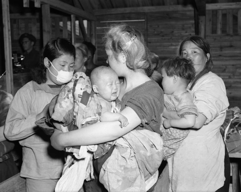 Image: Korean repatriates being innoculated against typhoid fever