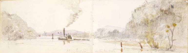 Image: Williams, Edward Arthur, 1824-1898 :Taupiri on the Waikato. 13/3/64