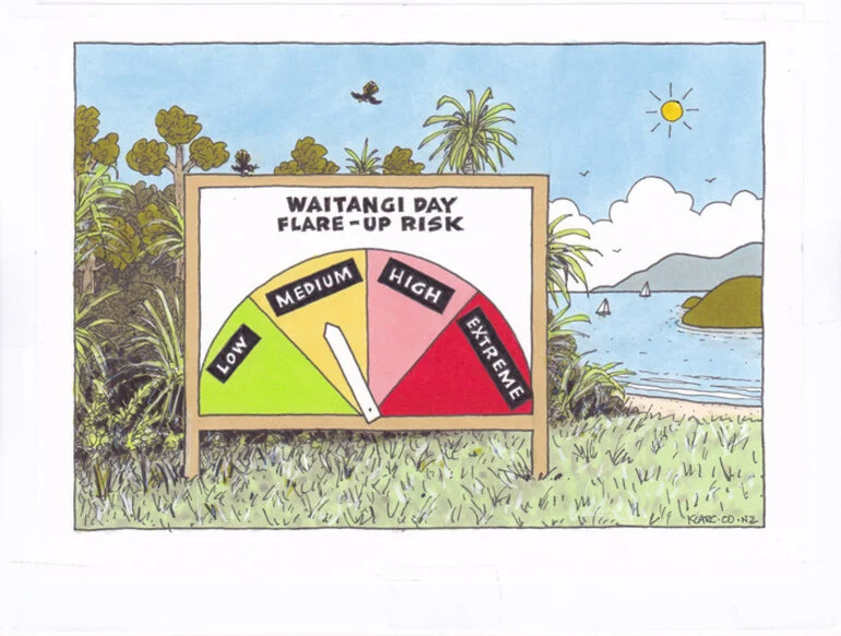 Image: Clark, Laurence, 1949- :[Waitangi day flare-up risk] 2 February 2013