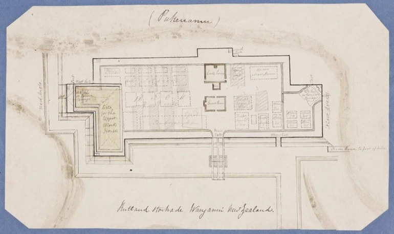 Image: Artist unknown :(Pukenamu) Rutland Stockade, Wanganui, New Zealand [1847]